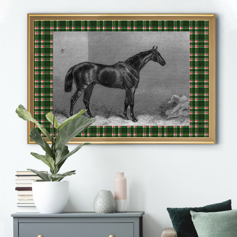 Équitation à carreaux I - reproduction d'art sur toile, H 26,5 po x l 36,5 po x P 1,5 po, Doré