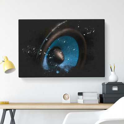 Hi Fi Speaker In Blue Paint Splash - Wrapped Canvas