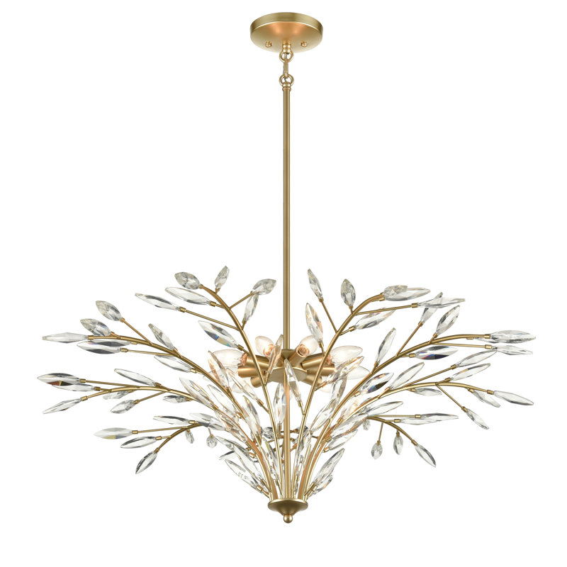 Lustre à 9 lumières de 38 po de large Flora Grace - or champagne, 9 lumières, H 14 po x l 38 po x P 38 po