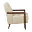 Fauteuil contemporain en cuir beige, respirant et d'appoint avec accoudoirs roulés au fini noyer-4535953