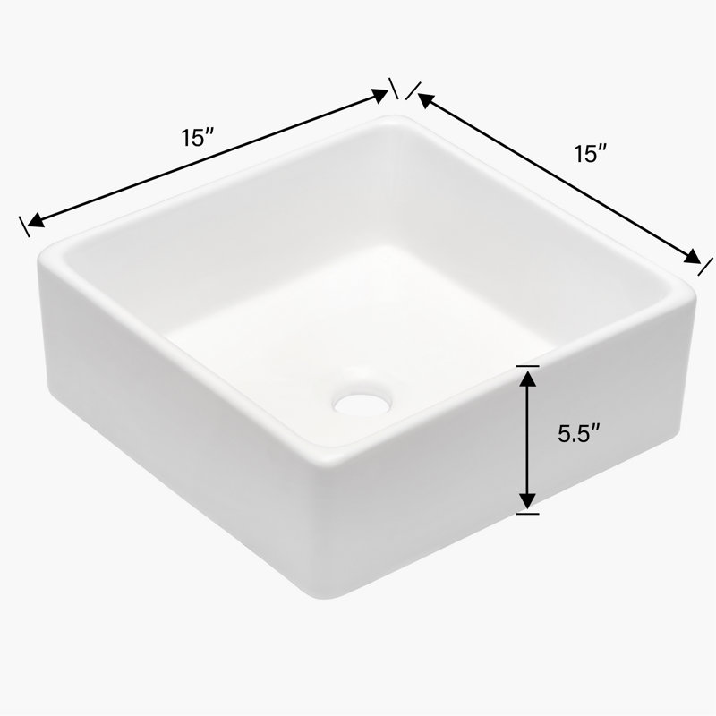 Ceramic Square Vessel Bathroom Sink