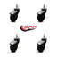 3 Inch Black Hooded Neoprene Rubber 7/8 Inch Grip Ring Stem Casters Set of 4 SCC