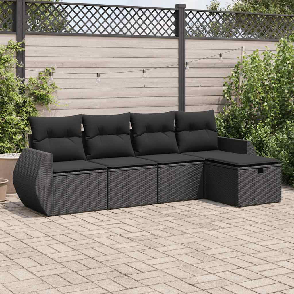 Vidaxl 5-Tlg. Garten-Sofagarnitur Mit Kissen Beige Poly Rattan