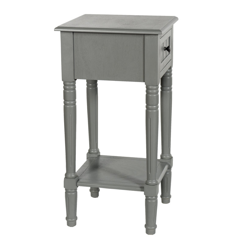 Elboa Collection Accent Table with One Drawer, Antique Gray