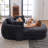 72.6" Black Chenille Oversized Chaise Sofa Bed, No Assembly, Deep Seat & Side Pocket-670635657