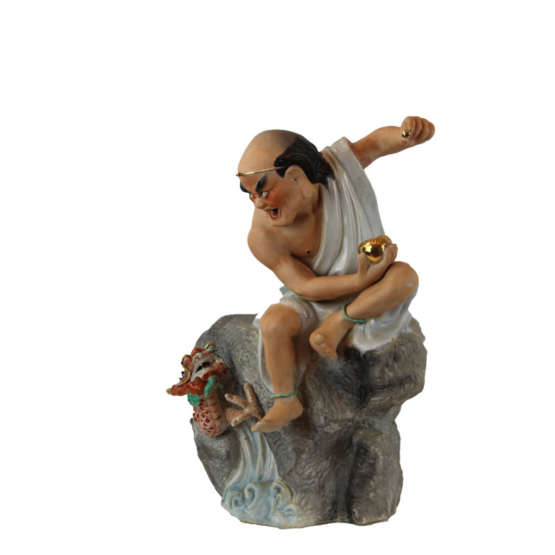 DC Chinese Kangxi Angry Man and Dragon Oriental Pottery Figurine