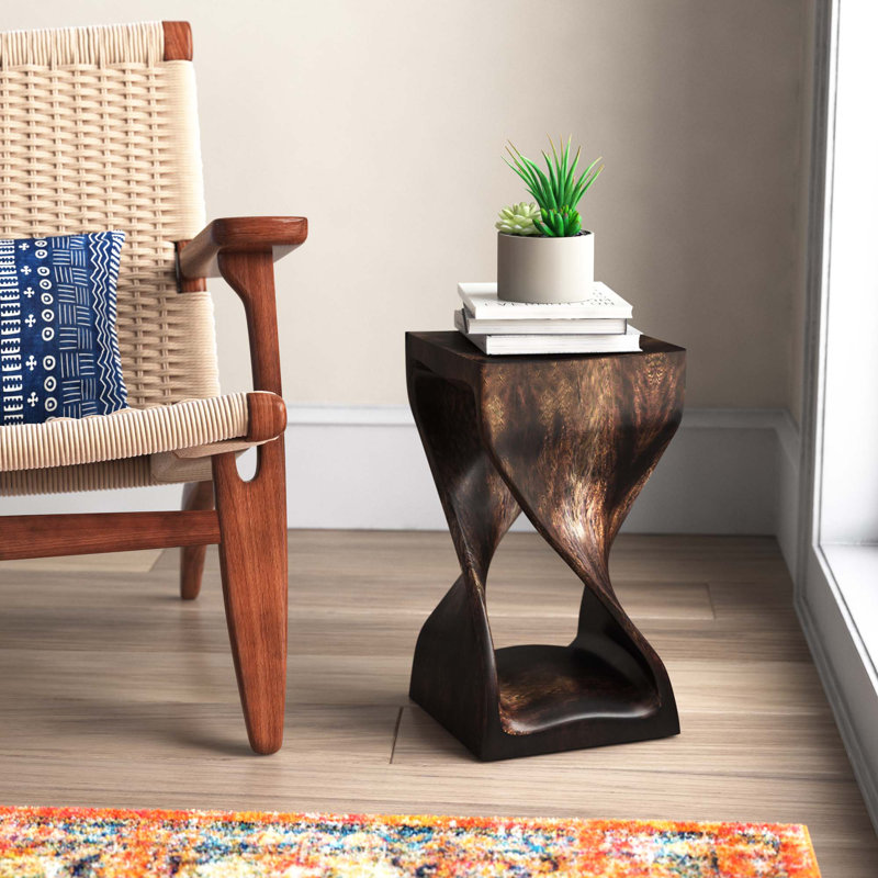 Chandi Solid Wood End Table, Mocha, 18" H x 10" W x 10" D