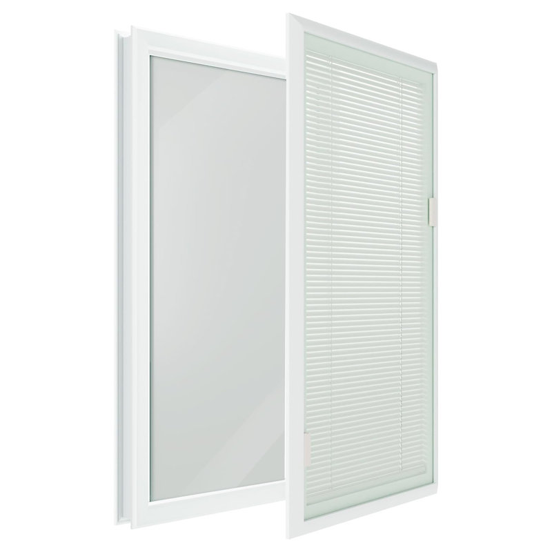 Trousse d'insertion en verre trempé transparent 1-Lite, porte d'entrée de 22 po x 36 po à double vitrage de remplacement avec volets fermés - Taille du cadre, intimité, installation et entretien faciles, blanc