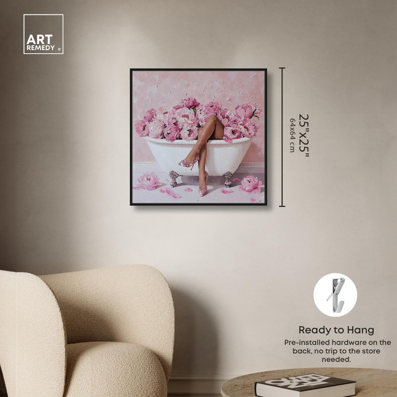 «Bathaign Flower Bomb Canvas Glam Art» par , Cadre flottant noir, H 25 po x l 25 po