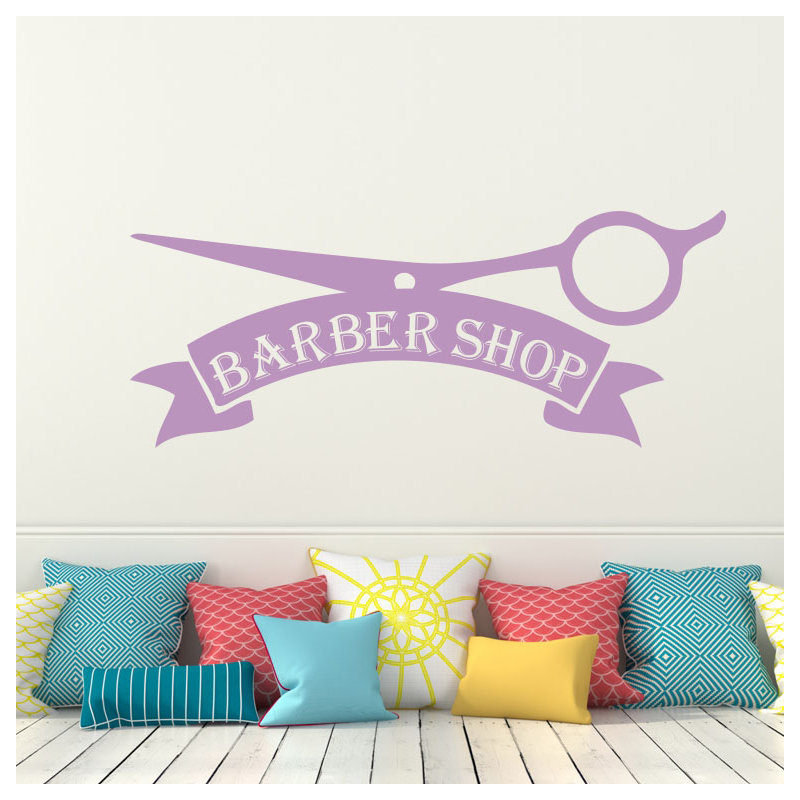 Décalcomanie murale magasin barber, Lilas