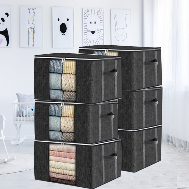 Clothes Storage, Foldable Blanket Storage Bag, Black