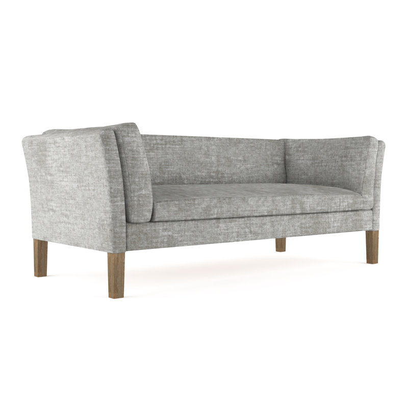 Canapé Charlton, Velours écrasé rayé argent, Patiné, H 31 po x l 72 po x P 33 po