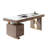 Beige Rectangular Sintered Stone Desk,5-Solid Wood drawer-78391482