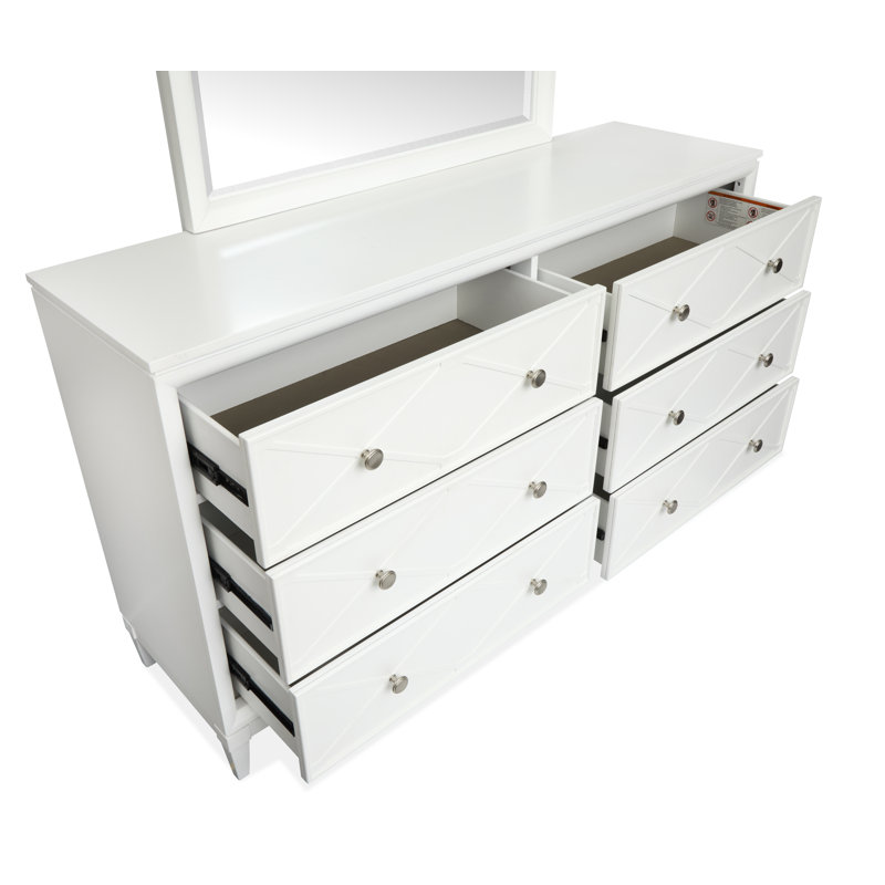 Très grande commode à 2 tiroirs Colby, 6 Pcs:Bed,2 Nightstand,Dresser,Mirror,Door Chest, Très grand