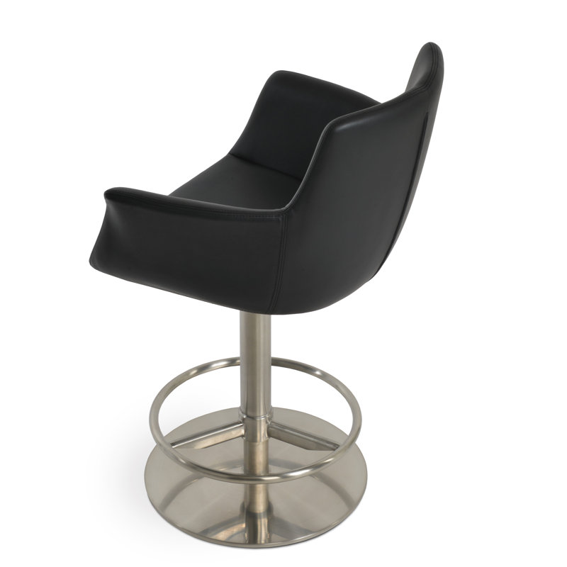 Tabouret à piston Bottega, Noir, Brossé