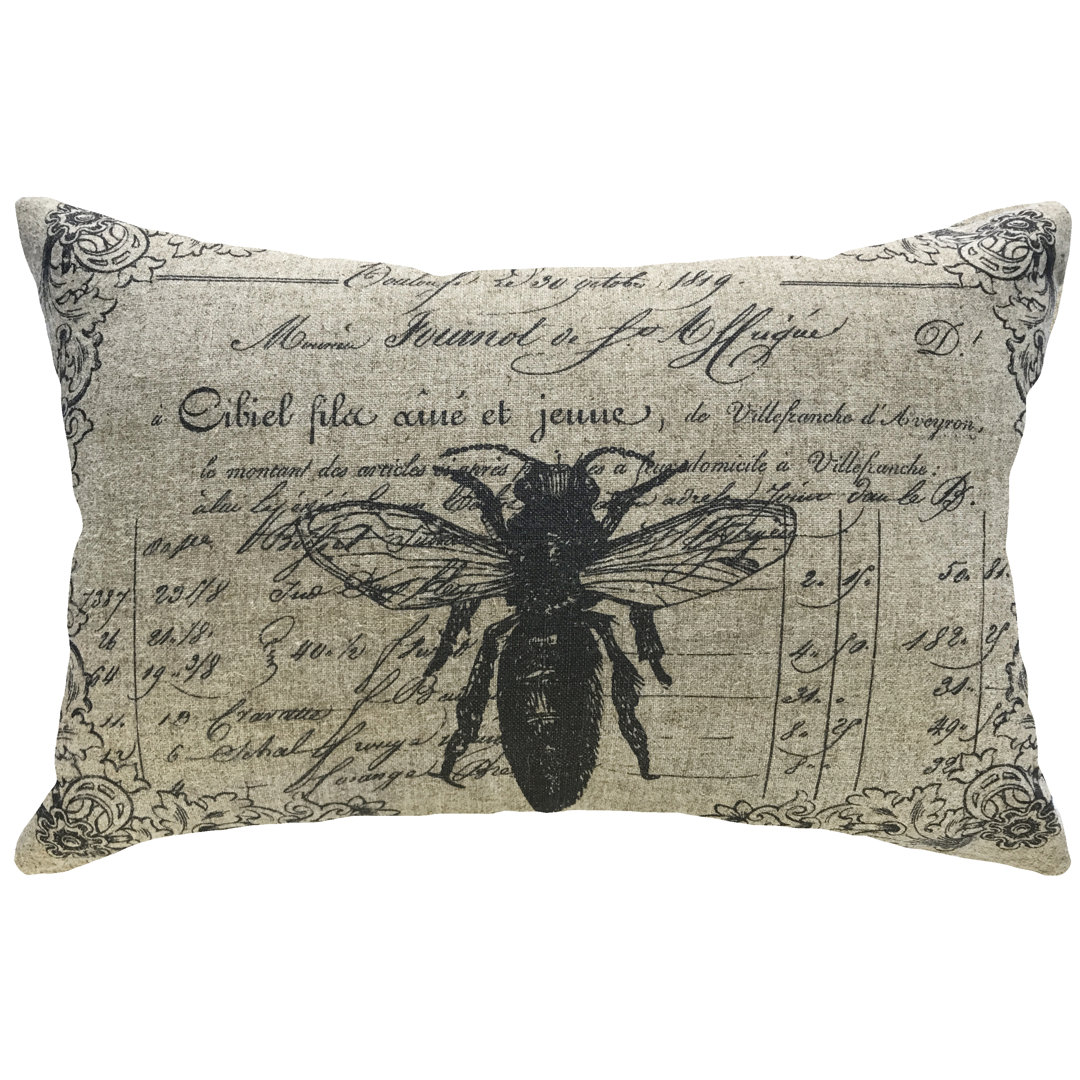  Decorative Bee Linen Lumbar Pillow TheWatsonShop