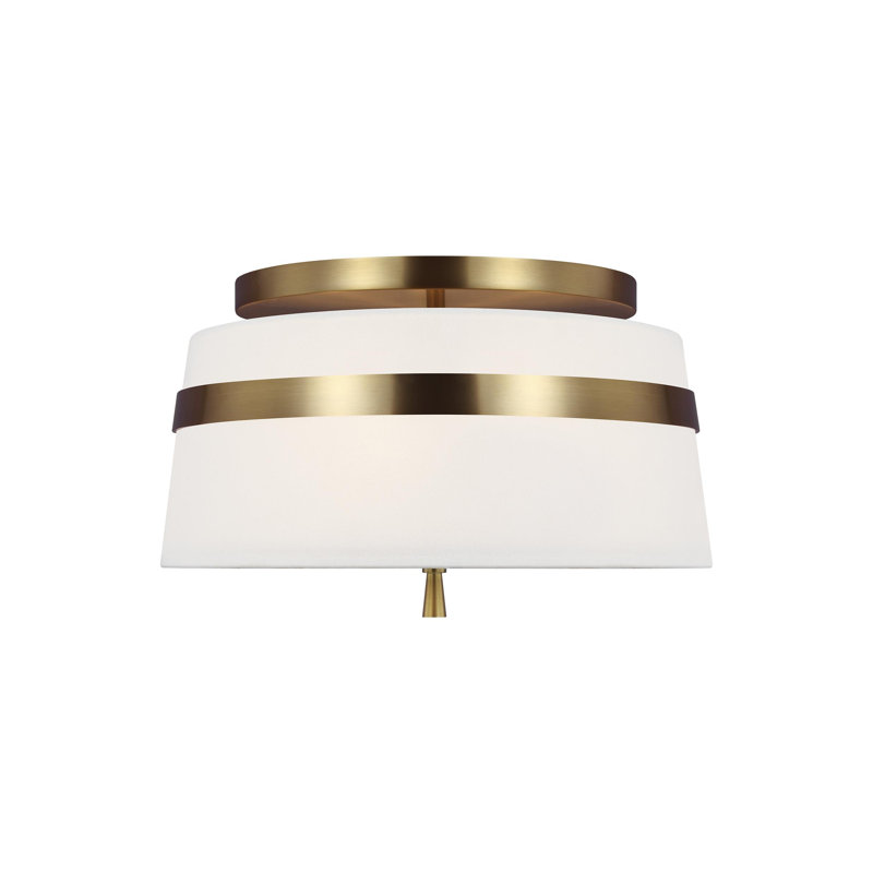 Rory Fabric Semi Flush Mount, Burnished Brass, 8.25" H x 14" W x 14" D