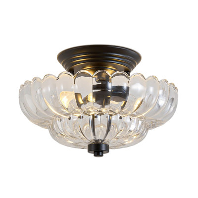 Plafonnier encastré rond noir mat 11,8 po pour la cuisine, le salon ou la chambre à coucher, sans ampoule (s) incluse (s)