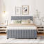  Lit plateforme tapissier double en velours avec lit gigogne simple, tête de lit à canal vertical moderne, gris-1054897493