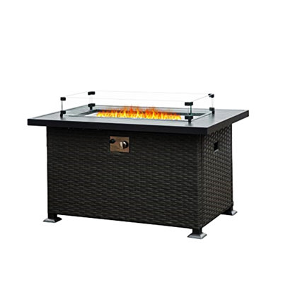 Foyer de table 43,3 pouces avec pare-vent en verre