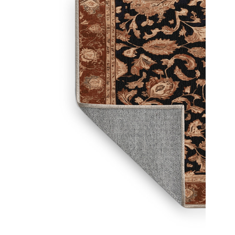 Machine Washable Persian Brown Area Rug, Rectangle 2' x 3'