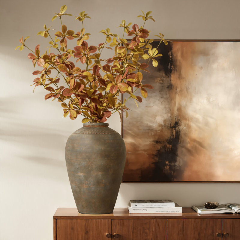 Grand vase rustique en terre cuite brun 14,6 pouces