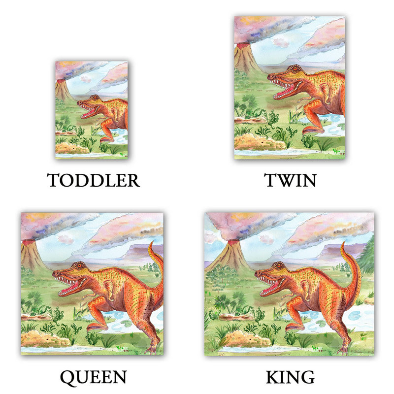 Ensemble de housse de couette dinosaur iii, 1 housse de couette grand + 2 taies standards