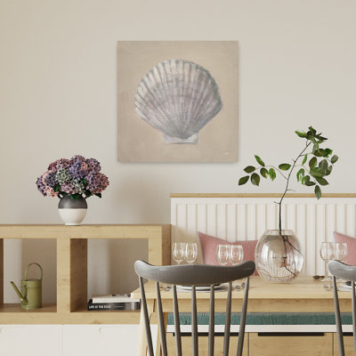 Nautical Soft Sea Taupe Iii With Clam Clam Shell Art