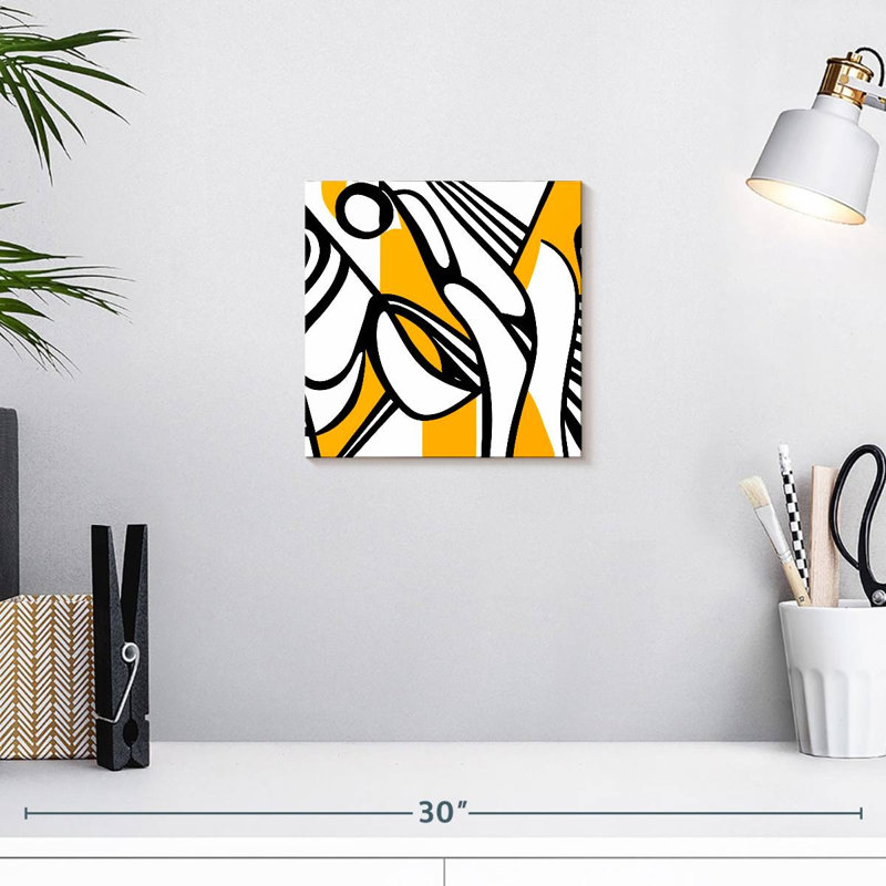Lignes noires et jaunes Avery, H 10 po x l 10 po