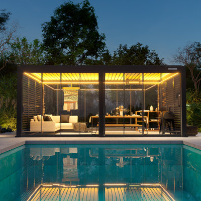 Flexpatio 20 pi. L 13 pi. Pergola motorisée à persiennes d'extérieur D Power + Pro