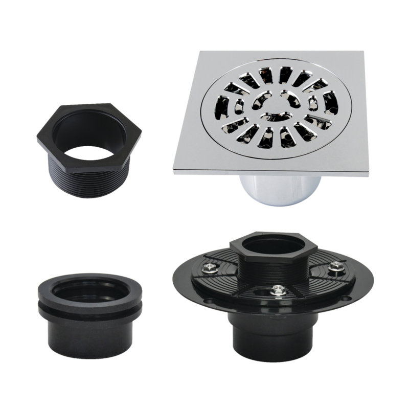 Drain de douche à grille, Chrome poli
