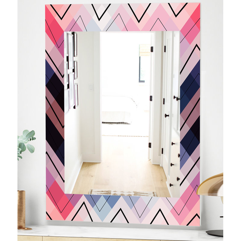 Miroir mural à chevron géométrique moderne, H 24 po x l 32 po