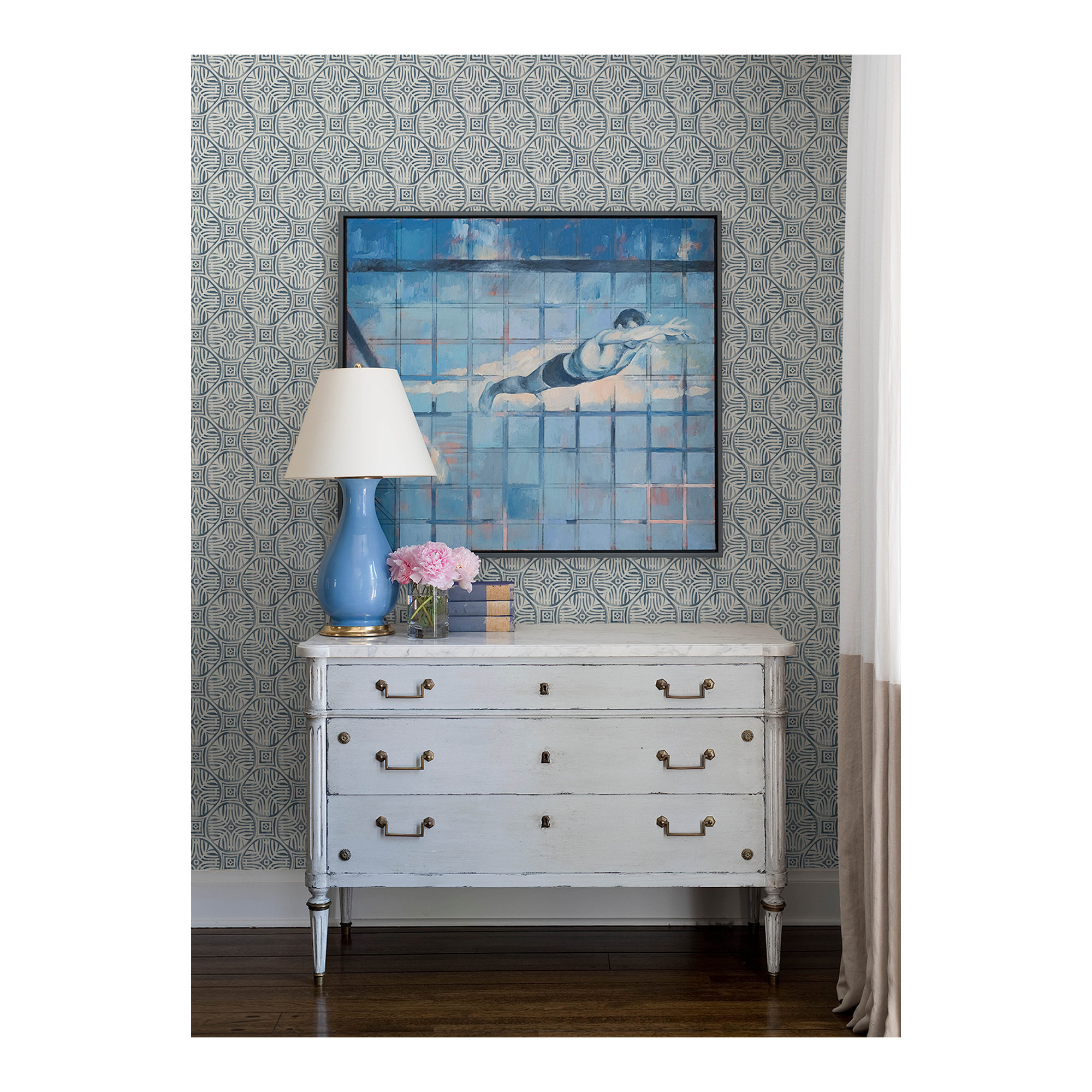 Suniti Prepasted Medallions Wallpaper, Blue