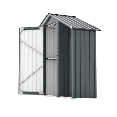 High Quality Galvanized Iron Sheet, Waterproof Design, Equipped With A Sturdy Locking System, Small Metal Compact Garden Shed, Dark Gray