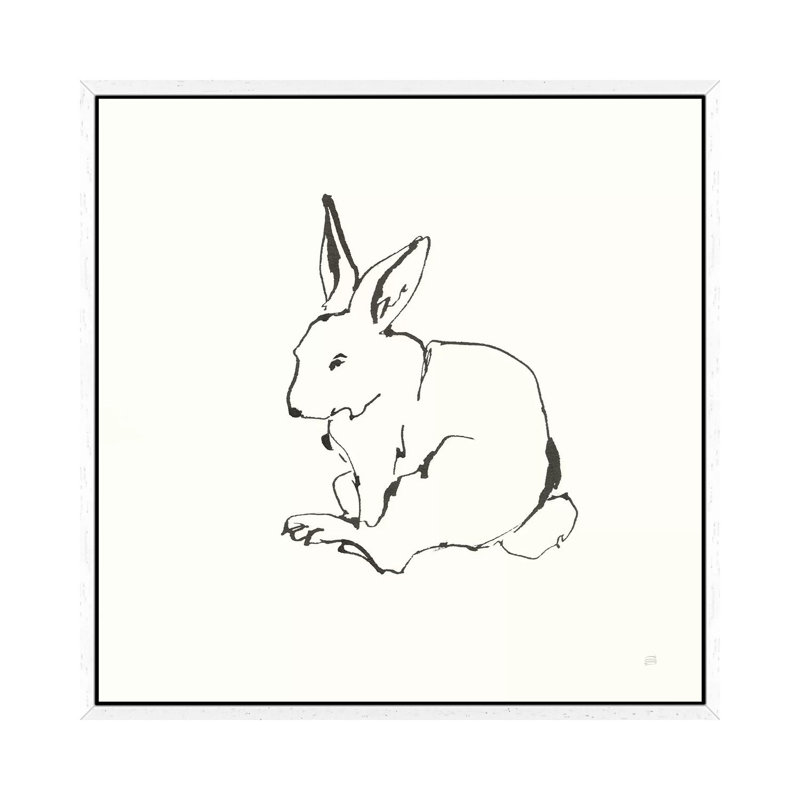 Line Bunny I by Chris Paschke - Painting on Canvas, White Framed Canvas, 93.98cm H x 93.98cm W x 3.81cm D