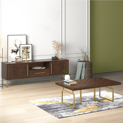 Modern style TV stand paired with coffee table