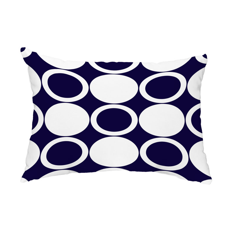 ModCircles Geometric Outdoor Reversible Throw Pillow, Navy Blue
