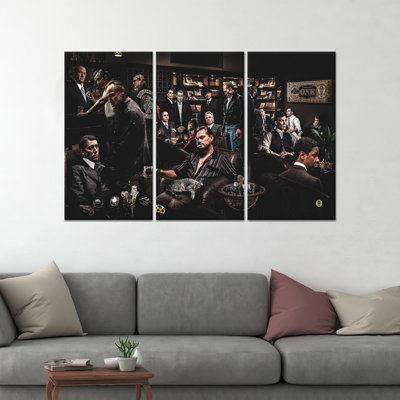 Famous Gangsters Canvas Print: Modern Man Cave Decor,3P Wrapped Canvas