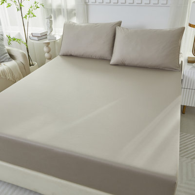 3pcs 800 TC Egyptian-Quality Cotton Sheet Set, (1*Fitted Sheet + 2*Pillowcases, Without Core), Deep Pocket Up to 37" Luxury Hotel-Grade Silky Fitted Sheet Sheet Set, Soft Breathable And Skin-Friendly Bed Sheets, For Christmas and New Year Gift