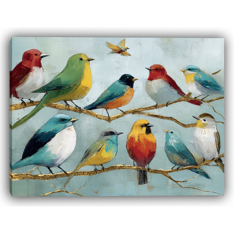 «Branchside Birdsong», ensemble d'art sur toile tendue, H 16 po x l 24 po