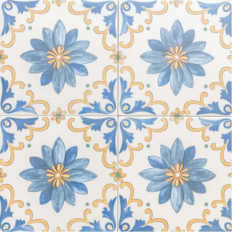 Monastery 8" x 8" Italian Patterned Porcelain Tile, Amalfi
