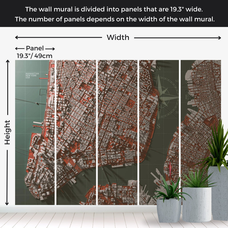 Murale carte pelez et collez - À la rencontre de Manhattan, L 173 po x L 124 po