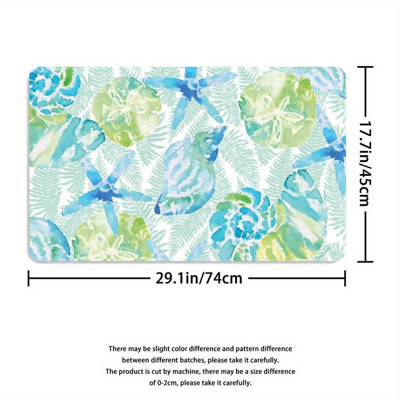 Ensemble de 3 tapis de salle de bain Watercolor Shell And Starfish, Green Shell
