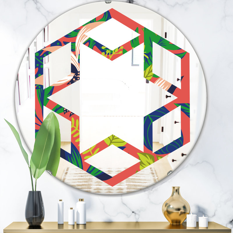 Miroir mural Hexagon Star Leaves I, H 24 po x l 24 po