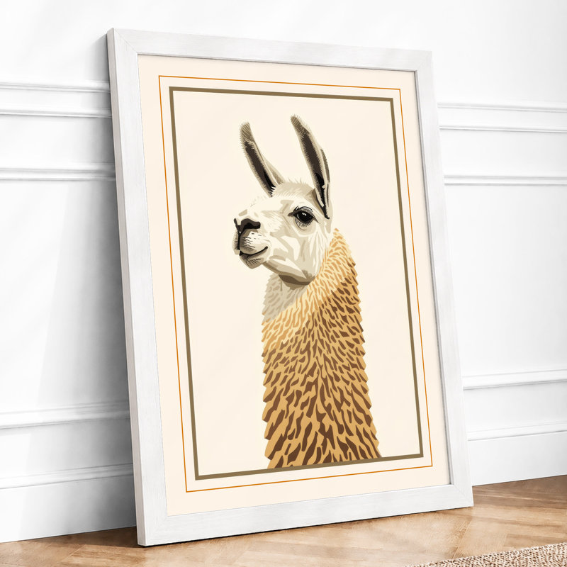 Llama in Profile Japandi - Framed Print, A4 - 29.7 x 21.0 cm, White