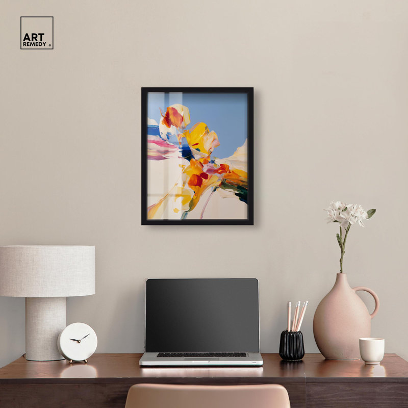 «Flippant Bloom II Shadowbox Print», art mural moderne par Art Remedy, H 21 po x l 17 po, Noir