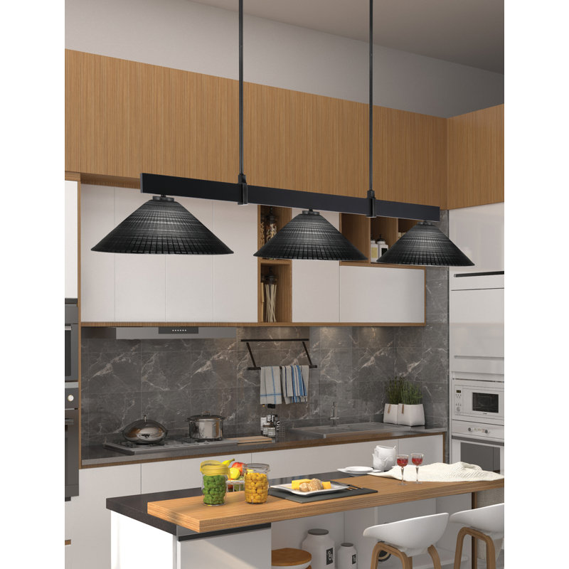 Barre d'éclairage 3 lumières Wellington au fini noir mat avec verre noir mat 16 po, Noir mat