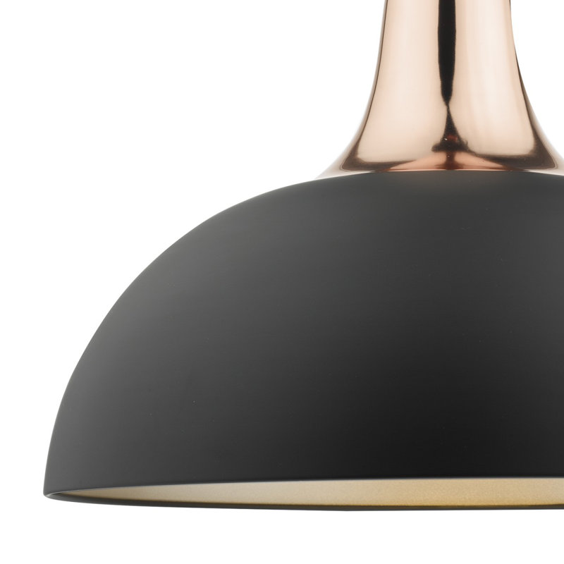 Ainsley 1 - Light Matt Black/Copper Dome Pendant