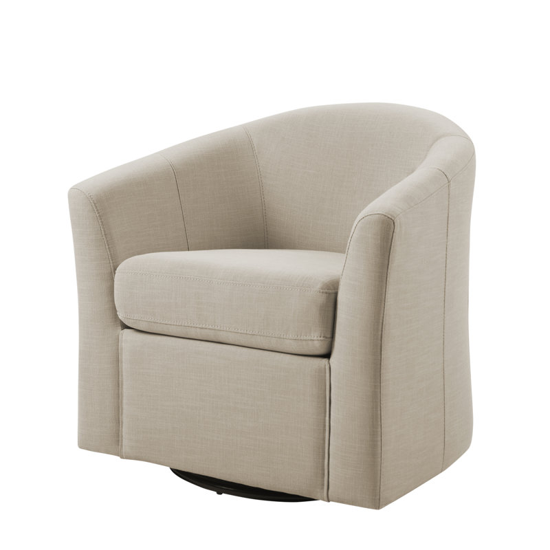 Aunna Upholstered Swivel Barrel Chair, Brown Linen Blend