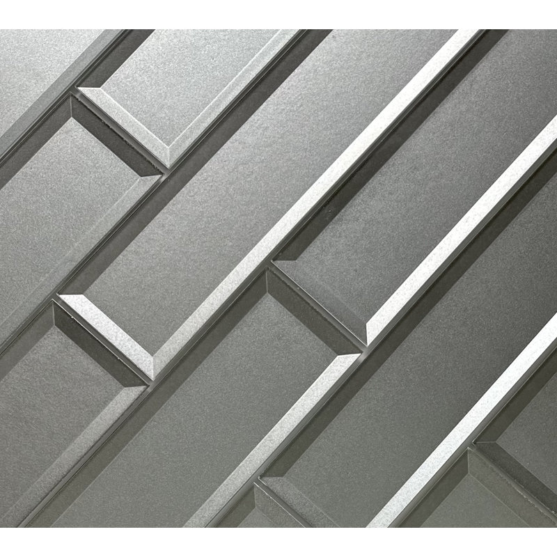 Secret Dimensions 4 in. x 16 in. Diamond Grade Glass Reverse Beveled Large Format Subway Decorative Kitchen & Bathroom Wall Tile
